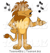 Vector Illustration of a Cartoon Lion Mascot Singing by Mascot Junction