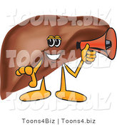 Vector Illustration of a Cartoon Liver Mascot Holding a Megaphone by Toons4Biz