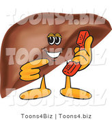 Vector Illustration of a Cartoon Liver Mascot Holding a Phone by Mascot Junction