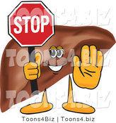 Vector Illustration of a Cartoon Liver Mascot Holding a Stop Sign by Mascot Junction