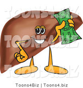 Vector Illustration of a Cartoon Liver Mascot Holding Cash by Mascot Junction