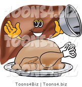 Vector Illustration of a Cartoon Liver Mascot Serving a Thanksgiving Turkey by Toons4Biz