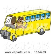 Vector Illustration of a Cartoon Male Viking School Mascot Driving a School Bus by Mascot Junction