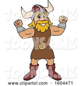 Vector Illustration of a Cartoon Male Viking School Mascot Flexing His Muscles by Toons4Biz