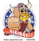 Vector Illustration of a Cartoon Male Viking School Mascot Giving a Thumb up on a Badge by Toons4Biz