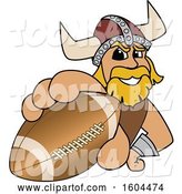 Vector Illustration of a Cartoon Male Viking School Mascot Grabbing an American Football by Toons4Biz