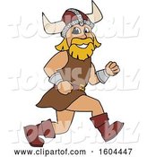 Vector Illustration of a Cartoon Male Viking School Mascot Running by Mascot Junction