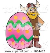 Vector Illustration of a Cartoon Male Viking School Mascot with an Easter Egg by Mascot Junction