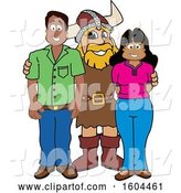 Vector Illustration of a Cartoon Male Viking School Mascot with Parents by Mascot Junction