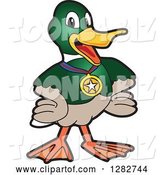 Vector Illustration of a Cartoon Mallard Duck School Sports Mascot Wearing a Medal by Mascot Junction