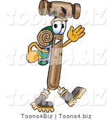 Vector Illustration of a Cartoon Mallet Mascot Hiking and Carrying a Backpack by Mascot Junction