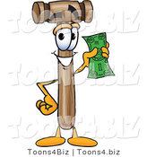 Vector Illustration of a Cartoon Mallet Mascot Holding a Dollar Bill by Toons4Biz