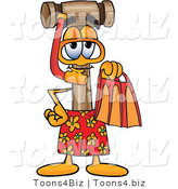 Vector Illustration of a Cartoon Mallet Mascot in Orange and Red Snorkel Gear by Toons4Biz