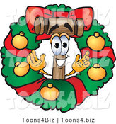 Vector Illustration of a Cartoon Mallet Mascot in the Center of a Christmas Wreath by Mascot Junction