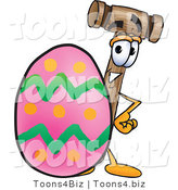 Vector Illustration of a Cartoon Mallet Mascot Standing Beside an Easter Egg by Mascot Junction
