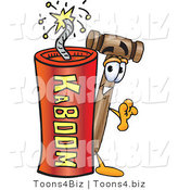 Vector Illustration of a Cartoon Mallet Mascot Standing with a Lit Stick of Dynamite by Toons4Biz