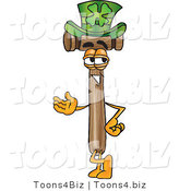 Vector Illustration of a Cartoon Mallet Mascot Wearing a Saint Patricks Day Hat with a Clover on It by Mascot Junction