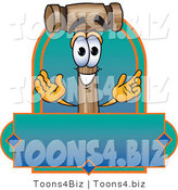 Vector Illustration of a Cartoon Mallet Mascot with a Blank Blue and Green Label by Mascot Junction