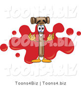 Vector Illustration of a Cartoon Mallet Mascot with a Red Paint Splatter by Mascot Junction