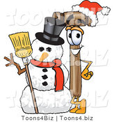 Vector Illustration of a Cartoon Mallet Mascot with a Snowman on Christmas by Mascot Junction
