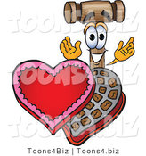 Vector Illustration of a Cartoon Mallet Mascot with an Open Box of Valentines Day Chocolate Candies by Mascot Junction