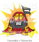Vector Illustration of a Cartoon Music Note Mascot Dressed As a Super Hero by Mascot Junction