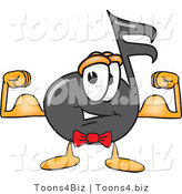 Vector Illustration of a Cartoon Music Note Mascot Flexing His Arm Muscles by Mascot Junction