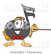 Vector Illustration of a Cartoon Music Note Mascot Holding a Pointer Stick by Toons4Biz