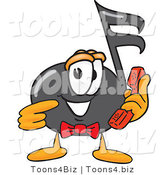 Vector Illustration of a Cartoon Music Note Mascot Holding a Telephone by Mascot Junction