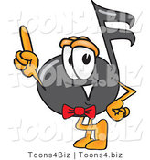 Vector Illustration of a Cartoon Music Note Mascot Pointing Upwards by Mascot Junction