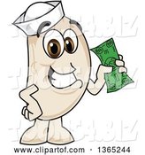 Vector Illustration of a Cartoon Navy Bean Mascot Holding Cash by Mascot Junction