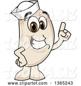 Vector Illustration of a Cartoon Navy Bean Mascot Holding up a Finger by Mascot Junction
