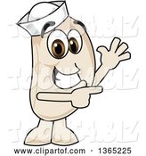 Vector Illustration of a Cartoon Navy Bean Mascot Waving and Pointing by Mascot Junction