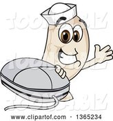 Vector Illustration of a Cartoon Navy Bean Mascot Waving by a Computer Mouse by Mascot Junction
