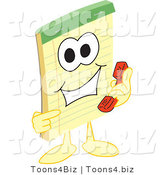 Vector Illustration of a Cartoon Notepad Mascot Using a Phone by Mascot Junction