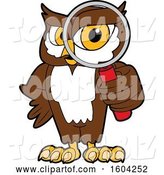 Vector Illustration of a Cartoon Owl School Mascot Looking Through a Magnifying Glass by Mascot Junction