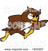 Vector Illustration of a Cartoon Owl School Mascot Playing Football by Mascot Junction
