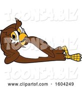 Vector Illustration of a Cartoon Owl School Mascot Relaxing by Mascot Junction