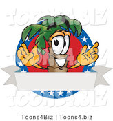 Vector Illustration of a Cartoon Palm Tree Mascot on an American Business Logo by Mascot Junction