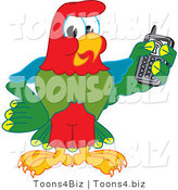 Vector Illustration of a Cartoon Parrot Mascot Holding a Cell Phone by Mascot Junction