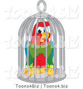 Vector Illustration of a Cartoon Parrot Mascot in a Cage by Mascot Junction
