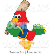 Vector Illustration of a Cartoon Parrot Mascot Playing Baseball by Mascot Junction