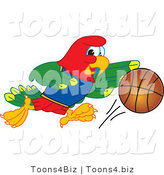 Vector Illustration of a Cartoon Parrot Mascot Playing Basketball by Toons4Biz