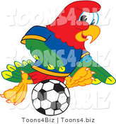 Vector Illustration of a Cartoon Parrot Mascot Playing Soccer by Mascot Junction