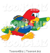 Vector Illustration of a Cartoon Parrot Mascot Running with a Football by Mascot Junction