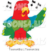 Vector Illustration of a Cartoon Parrot Mascot Singing by Mascot Junction