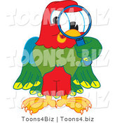 Vector Illustration of a Cartoon Parrot Mascot Using a Magnifying Glass by Mascot Junction