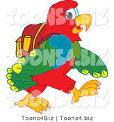 Vector Illustration of a Cartoon Parrot Mascot Walking to School by Mascot Junction