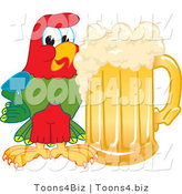 Vector Illustration of a Cartoon Parrot Mascot with a Mug of Beer by Toons4Biz