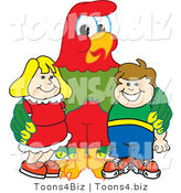 Vector Illustration of a Cartoon Parrot Mascot with Students by Mascot Junction